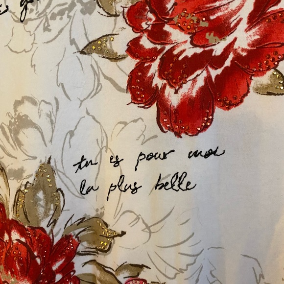 NWT Karen Scott 3/4 Sleeve T-Shirt with Beautiful Flowers and Print - Picture 11 of 11